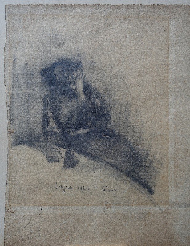 "FEMME ASSISE "Dessin de Pierre LAPRADE...PARIS 1904-photo-2