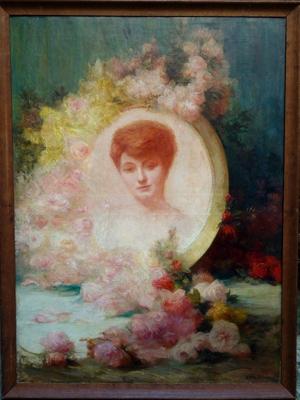 "portrait With Roses" By Achille Cesbron...1905