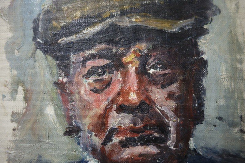 "self Portrait" Oil On Canvas A.burger (att)-photo-3