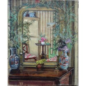 "interior With Chinese Vases" By Mlsimeon Circa 1950/60