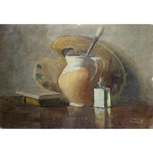 "still Life With A Palette" By Simone Rousselet Circa 1960/70