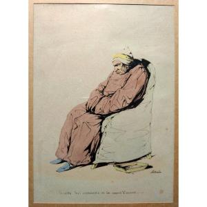 "what Remains!" Humorous Drawing By Pierre Letuaire Around 1860