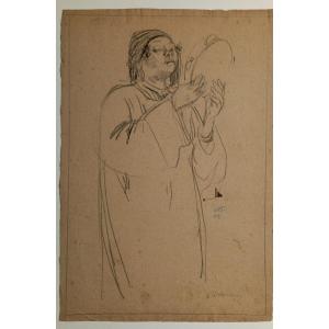 'egyptian With Tambourine' Drawing By Ahthomas ....1908