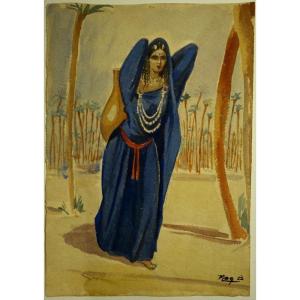 "La PORTEUSE d'Eau MAROCAINE" par B.MAGENTHIES..MAROC 1930