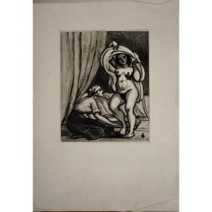 "the Toilet" Engraving By Ghtribout Around 1925