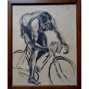 "Le CYCLISTE " Encre de Jacques THEVENET ...1932