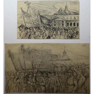 "MANIFESTATION en POLOGNE" Signature NON LUE....1914