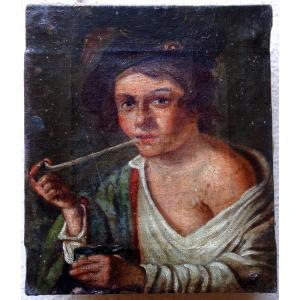 "young Pipe Smoker" 19th Century French School 