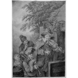 "Les MUSICIENS" Dessin Signé vers 1810