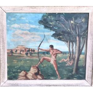 "L' ATHLETE a l'ARC" par Bertoldo TAUBERT vers 1940/50
