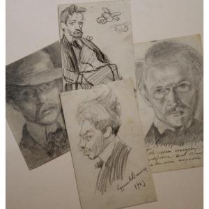 Lot de 4 "PORTRAITS POLONAIS" Signés ..POLOGNE 1903