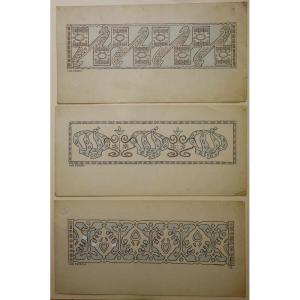 3 "FRISES " par Louis CYLKOW (Polonais ) vers 1900