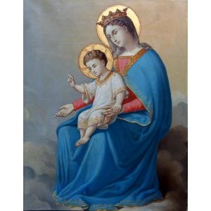 "VIERGE a l'ENFANT" Ecole Française vers 1880