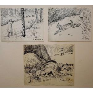 3 CHASSEURS "ORIGNAL,LYNX, MOUFLON" par A.ANDRIEUX 1936