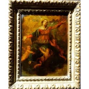 "the Assumption Of The Virgin" Copper, 17th Century