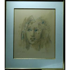"portrait Of A Young Girl" Lithograph By Leonor Fini
