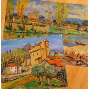 2 VUES de "VAREN" Lot et Garonne , G.IZAURE-DEZES ..1957