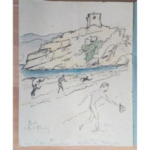 "CALVI, PORTO"6  DESSINS Gustave ALAUX, CORSE 1942