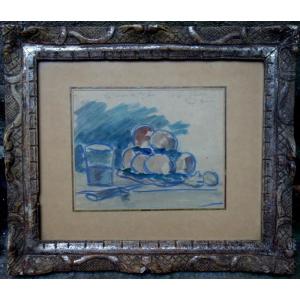 "LE PANIER DE PECHES" Aquarelle par Pierre BRUNE vers 1930