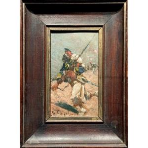 "TIRAILLEUR ALGERIEN a l'ASSAUT" par Alphonse CHIGOT ..1904 (?)