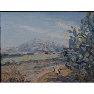 "PAYSAGE ORIENTAL"  Huile par G.CHALLY (?)  vers 1930/50