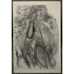 "FEMMES ASSISES" Dessin par Maurice MELAT vers 1960/65
