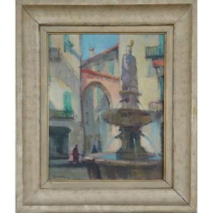 "FONTAINE SAINT NICOLAS" par Marcel BERTOIN ..MONACO 1947