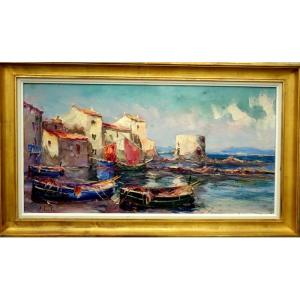 "saint Tropez, La Tour Du Portalet" Signature Illegible, Circa 1950–60