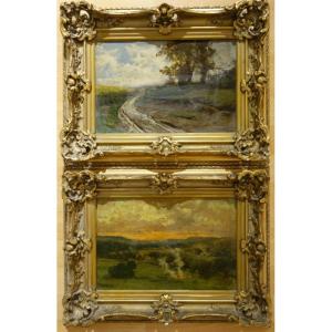 Paire "PAYSAGES ITALIENS" par Filiberto PETITI .. ROMA vers 1900/1920