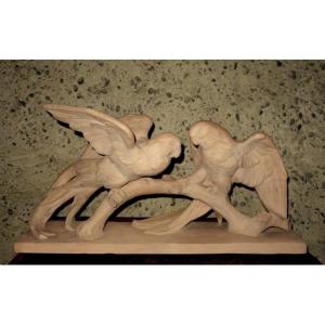 "pair Of Parrots" By Pierre Polbert, Circa 1930