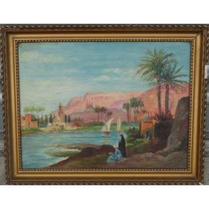 "on The Banks Of The Nile" By C. De Crepy... Egypt, Circa 1950