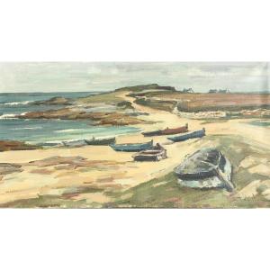 "pendruc Beach" By J. Louis Le Toullec ... Brittany, Circa 1960