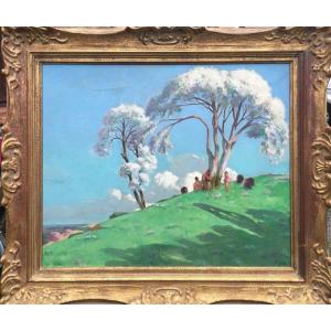 FAUNES et GARDIEN de DINDONS au PRINTEMPS" par A.P.LUPIAC 1930