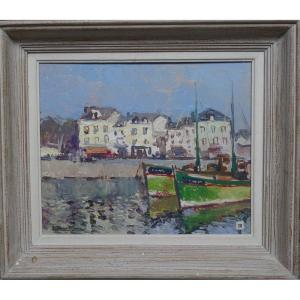 "port Of Le Croisic" By Marcel Bertoin ... Brittany, Circa 1960