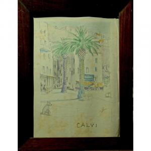 'CALVI" par Gustave ALAUX...CORSE 1942