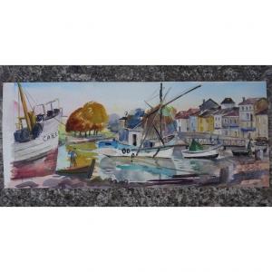 "Port de Charente " par Jean HOURREGUE vers 1960