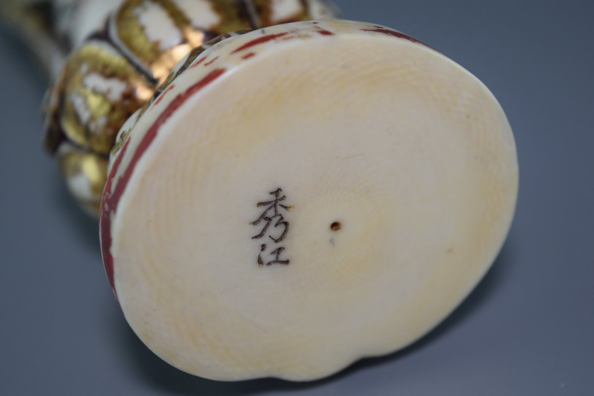 Polychrome Ivory Okimono Kannon Standing On A Lotus Throne-photo-6