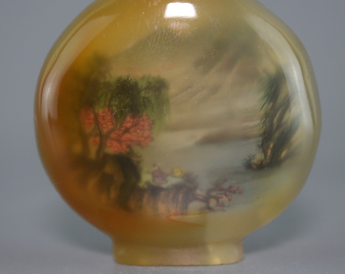 Flacon à tabac en agate, orné d’une peinture intérieure minutieuse-photo-2