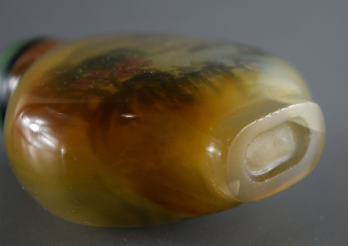 Flacon à tabac en agate, orné d’une peinture intérieure minutieuse-photo-6