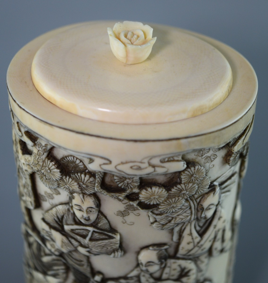 Porte-pinceaux sculpté ivoire Meiji JAPON-photo-7