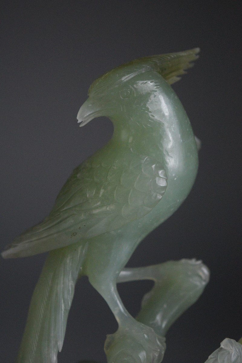 Élégance Céleste Deux Rois des Oiseaux Perchés sur une Branche Fleurie-photo-3