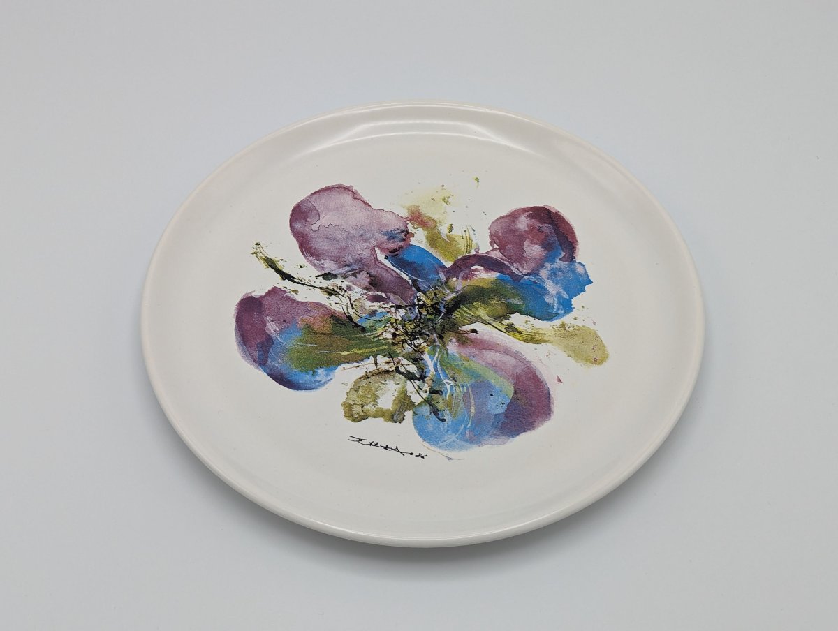 	 Segries Workshop - Zao Wou-ki - Plate - Porcelain - Orchids-photo-3