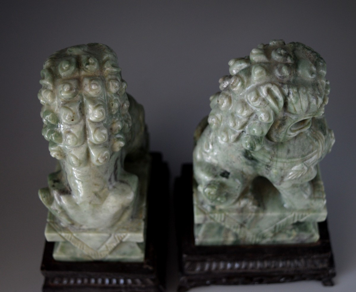 Lions Gardiens Chinois Sculptés à la Main-photo-2