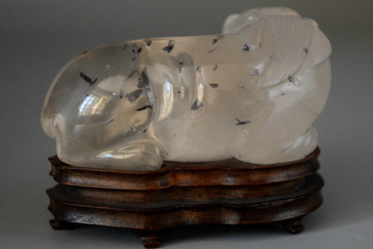 Sculpture de Qilin couché en cristal de roche  Chine, fin XIXe siècle-photo-4