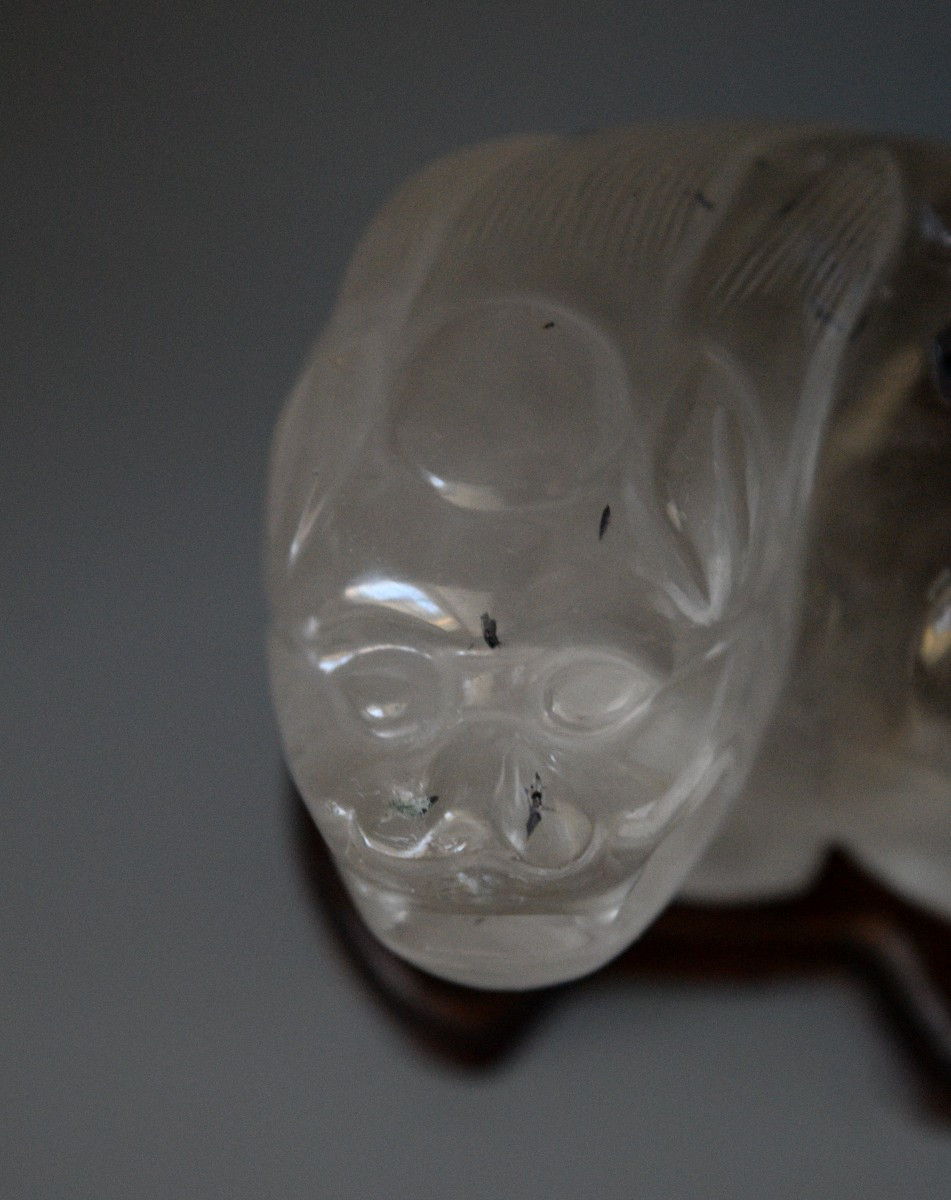 Sculpture de Qilin couché en cristal de roche  Chine, fin XIXe siècle-photo-3