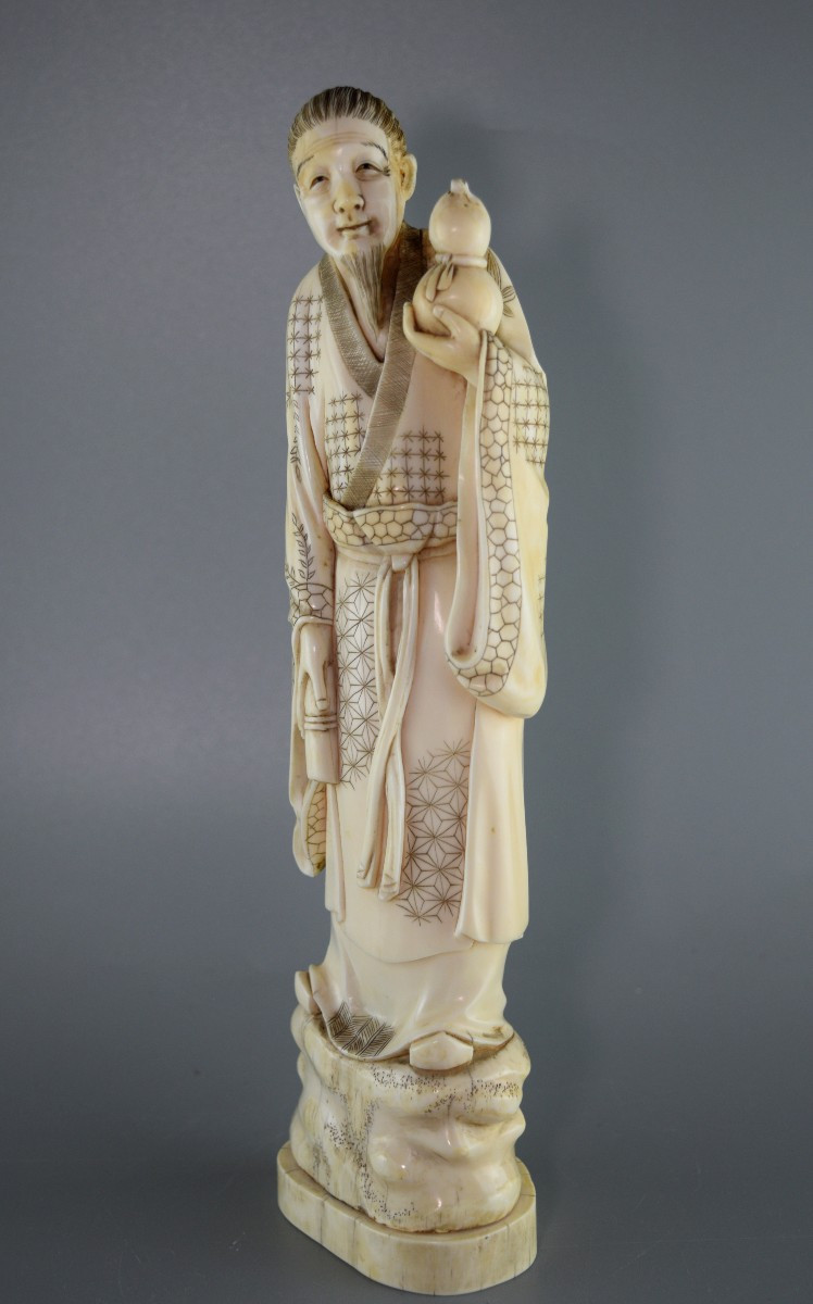 Japanese Okimono Made Of Walrus Ivory-photo-2