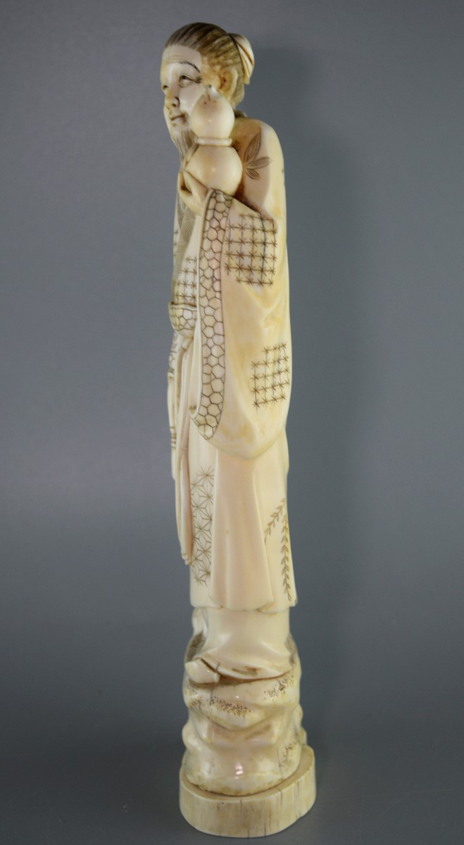 Japanese Okimono Made Of Walrus Ivory-photo-3