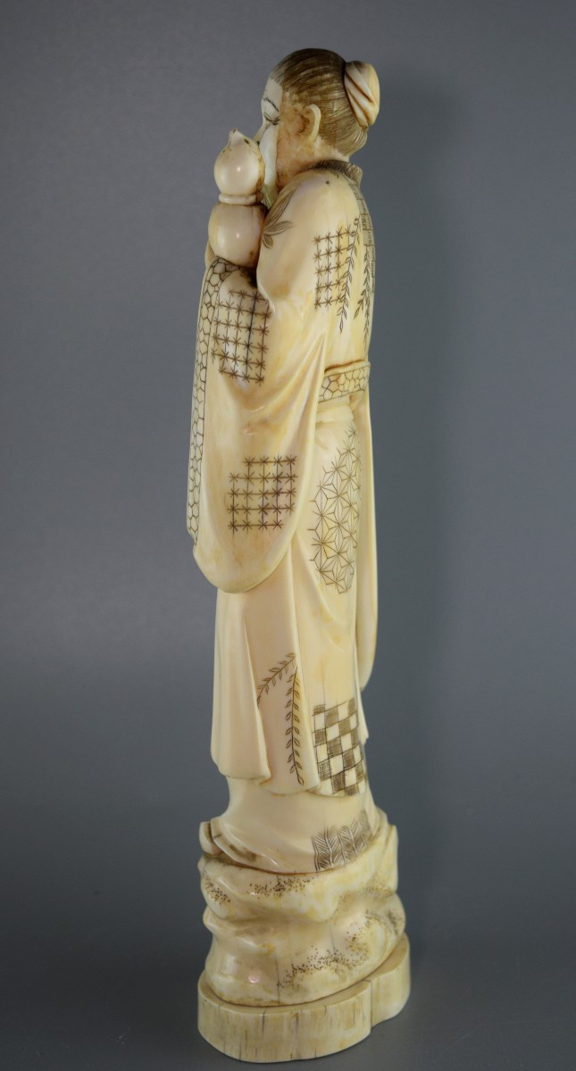 Japanese Okimono Made Of Walrus Ivory-photo-4