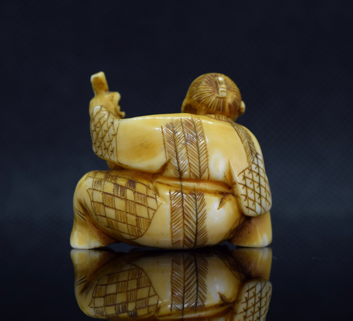 Netsuke, Meiji Era: Jurojin And Child, Signed -photo-1