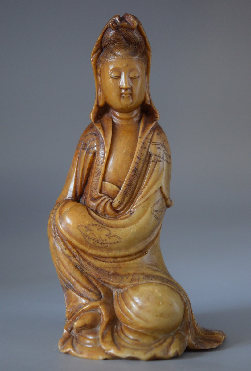 Guanyin Sculpture In Soapstone-photo-2